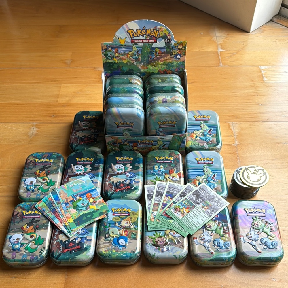 Pokemon TCG Celebrations complete set of mini tins + display box